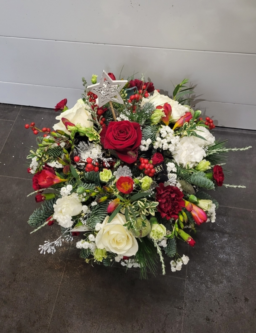 Christmas Arrangement in Zinc Container